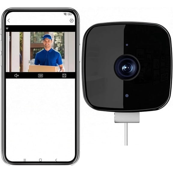 Smart 2K Window Security Camera, Indoor Camera for Home Security, Peel-and-Stick Mount, 24/7 Continuous Recording, Smart Phone App, Night Vision, 2.4G WiFi (Without Memory Card)