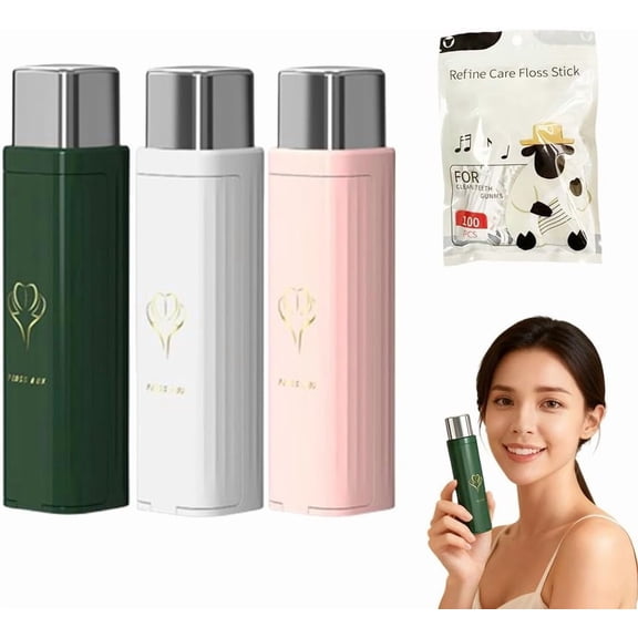 Sakerplus 2026 Pop-Up Floss Dispenser Set - Automatic Dental Floss Picks Case with 100 Refills for Travel