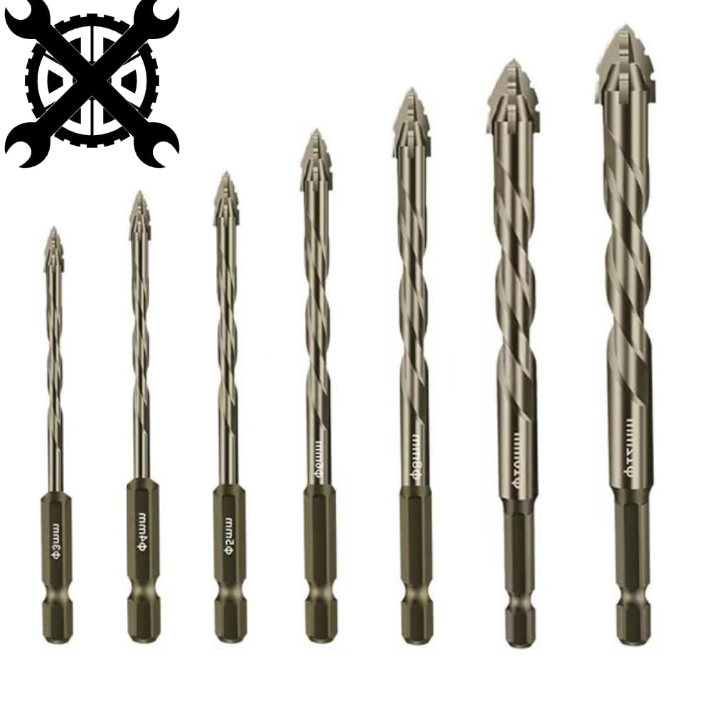 Sakerplus Four Blade Serrated Eccentric Drill Bits,Four-Flute Sawtooth Drill Bit for Wood,Glass,Concrete,Stone,Metal(3/4/5/6/8/10/12mm) (3 Set(21 pcs))