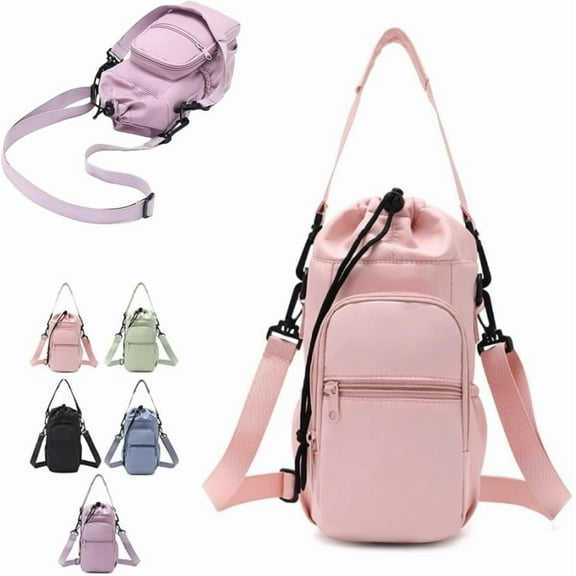 Sakerplus Water Bottle Sling Bag with Pockets - Adjustable Crossbody Carrier for Hiking