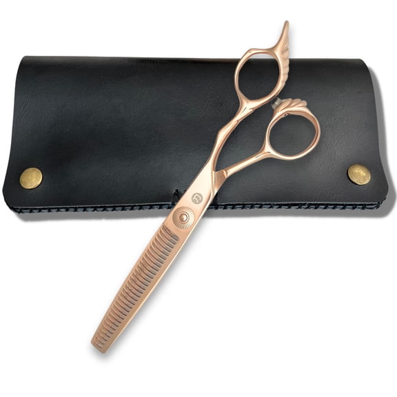 Saki Shears Tsuru Gold 6" Hair Thinning Shears - Professional Texturizing Scissors for Hairdressers - Polished Japanese Steel