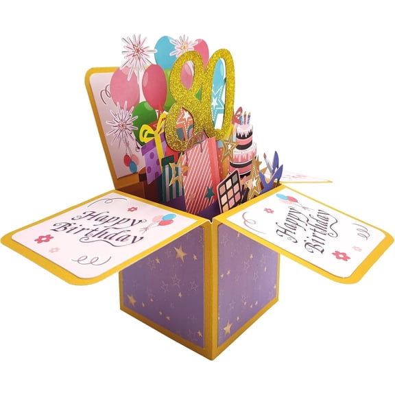 Sakiika 18th Happy Birthday Pop Up Card, 18th Pop Up Cards Birthday, Purple Pop Up Birthday Cards for Women Kids Girls
