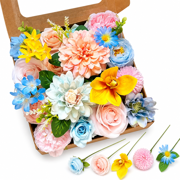 Sakiika Artificial flower combinations, DIY wedding bouquet combinations, table decorations, parties, bridal showers, baby parties, home decor artificial flower combinations
