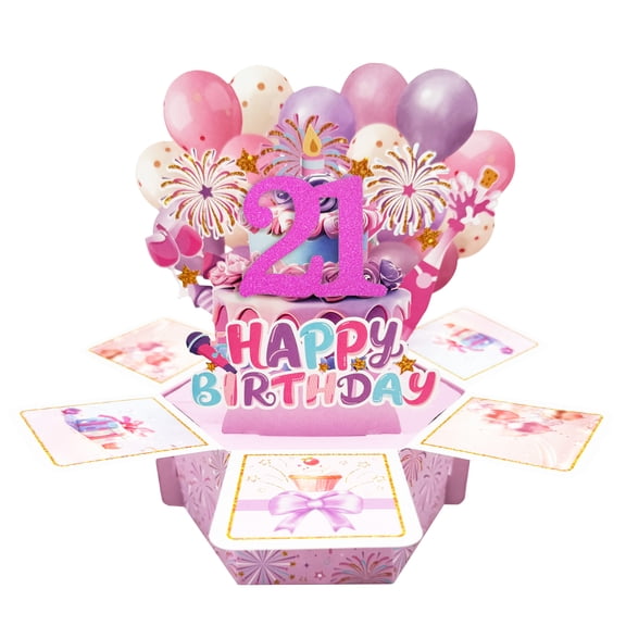Sakiika Birthday Card, Pop-Out Birthday Card Happy Birthday with Greeting Card and Envelope for Women Girl Gift Friend