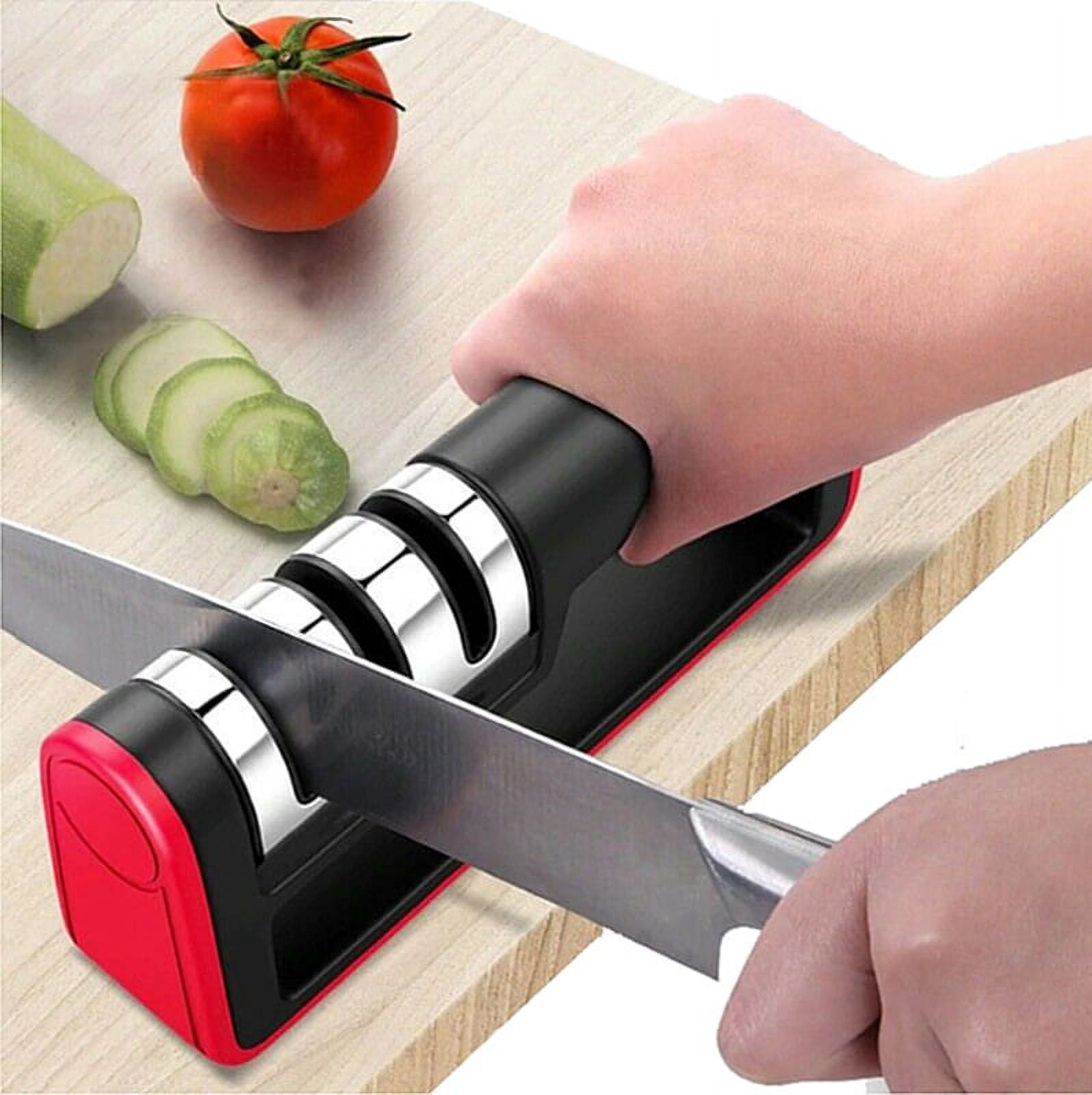 SENKEN 3-in-1 Kitchen Knife Sharpener, Adjustable Angle from 14 to 24  Degrees for Japanese & German Knives, 3 Stages for Sharpening & Honing,  Includes