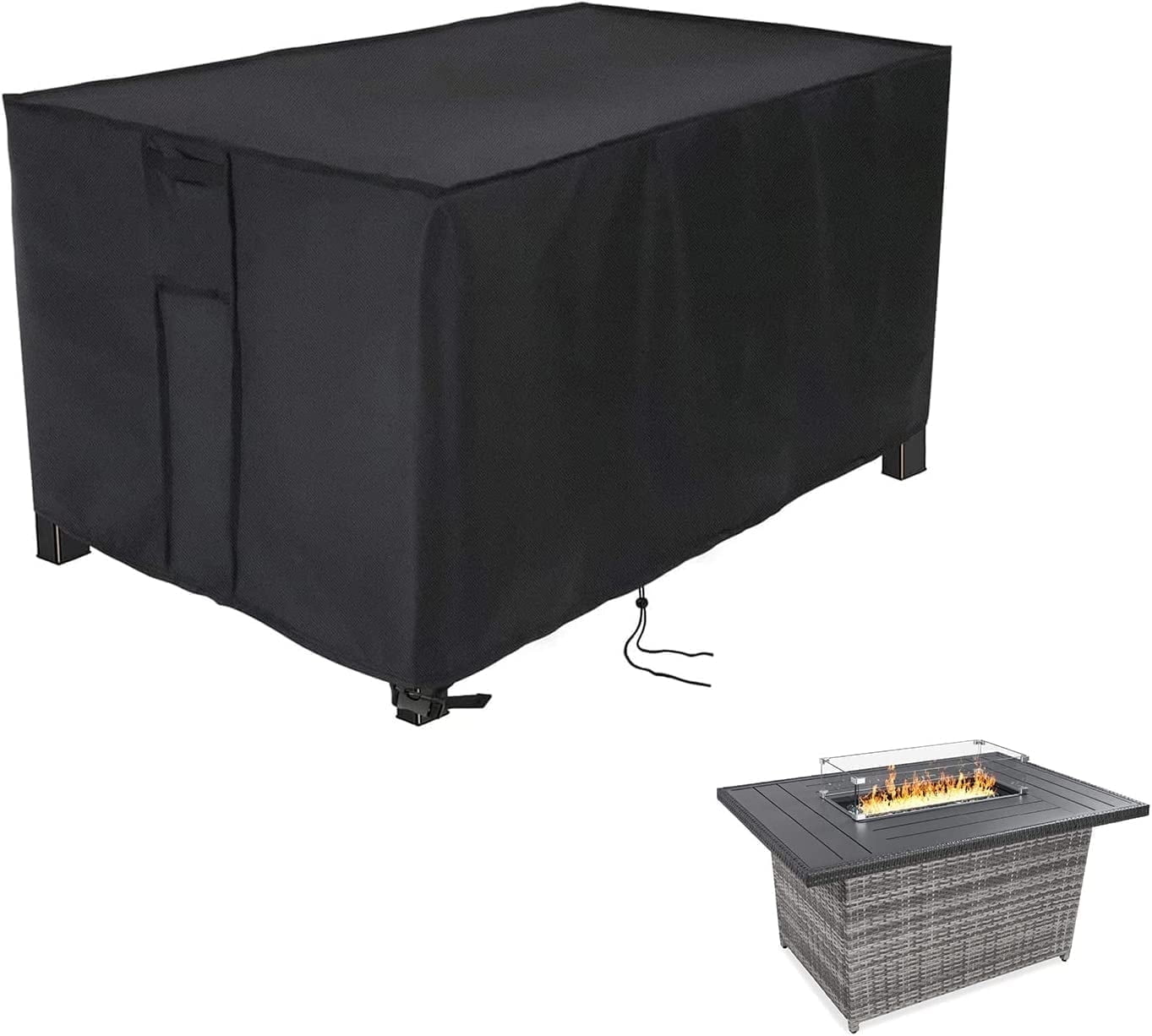 Saking Rectangular Fire Pit Cover for 52 inch Gas Fire Pit Table,Outdoor Waterproof Propane Firepit Table Cover - 52 X 34 X 25 Inch