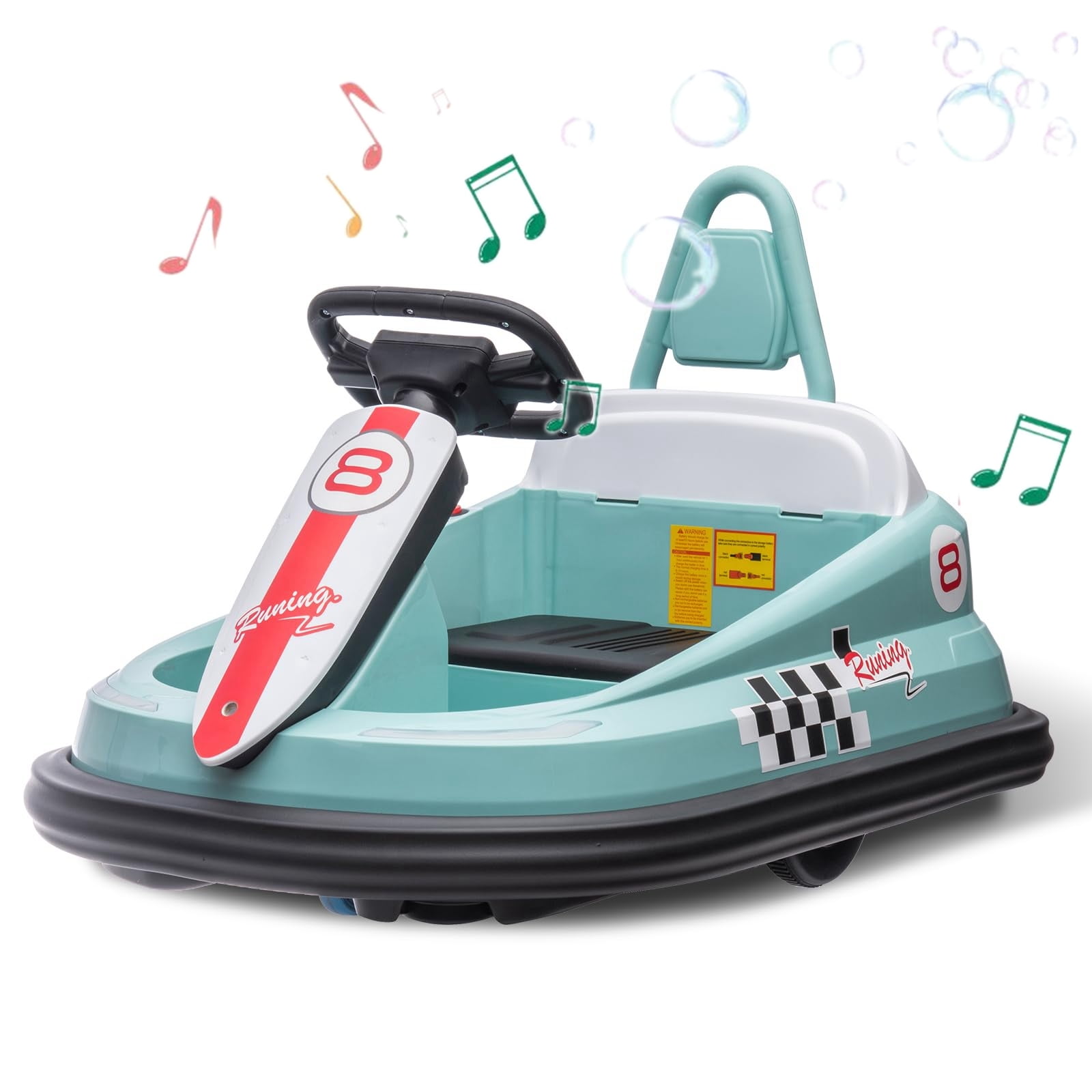 Green Electric Kids Ride-On Bumper Car with LED Lights