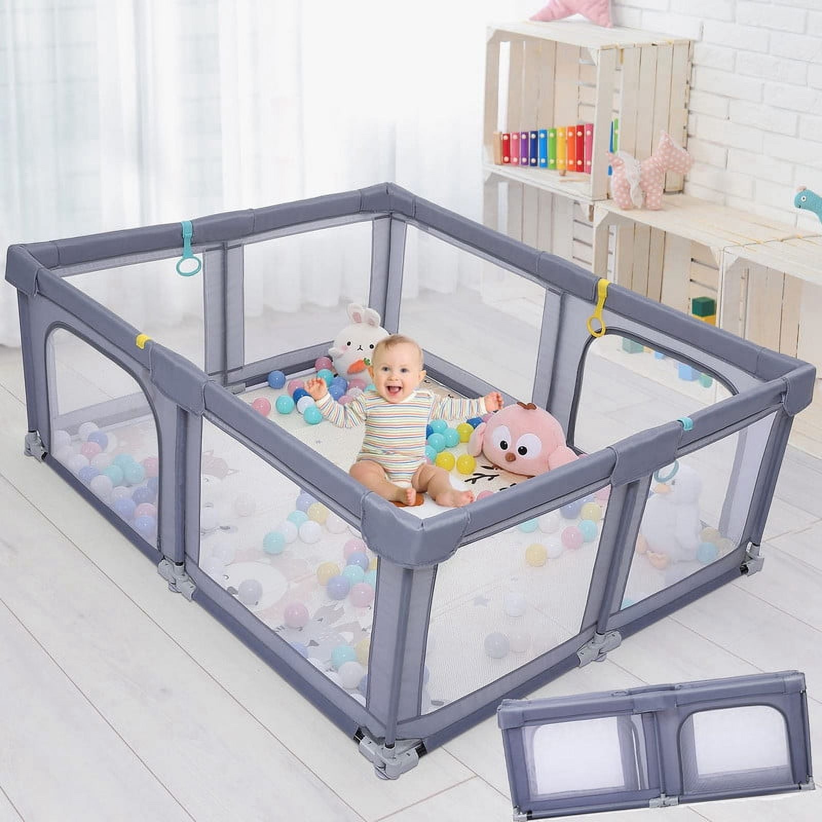 Sakiyrr 71"x59" Extra Large Baby Playpen, Indoor/Outdoor Foldable Playard Activity Center for