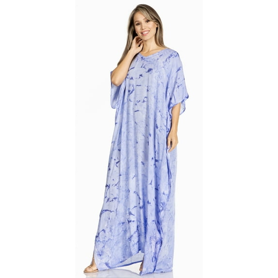 Sakkas 2019 - Pilar Petit Women's Casual Long Short Sleeve Beach Maxi Caftan Kaftan Dress - 3-DustyBlue - OS