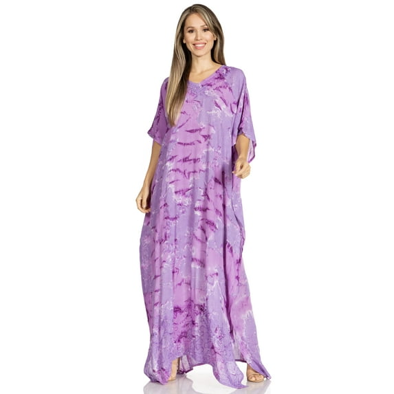 Sakkas 2019 - Pilar Petit Women's Casual Long Short Sleeve Beach Maxi Caftan Kaftan Dress - 3-Purple - OS