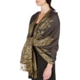 thumbnail image 1 of Sakkas 70" x 28" Big Paisley Jacquard Layered Woven Pashmina Shawl / Wrap Stole - Charcoal, 1 of 11