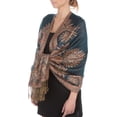 thumbnail image 1 of Sakkas 70" x 28" Big Paisley Jacquard Layered Woven Pashmina Shawl / Wrap Stole - Teal, 1 of 11