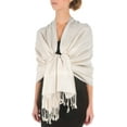 thumbnail image 1 of Sakkas 70" x 28" Paisley Self-Design Pashmina Shawl / Wrap / Stole - Ivory - One Size, 1 of 4