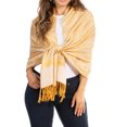 thumbnail image 1 of Sakkas 70" x 28" Paisley Self-Design Pashmina Shawl / Wrap / Stole - Mustard - One Size, 1 of 4