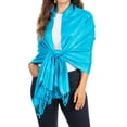 thumbnail image 1 of Sakkas 70" x 28" Paisley Self-Design Pashmina Shawl / Wrap / Stole - Turquoise - One Size, 1 of 5