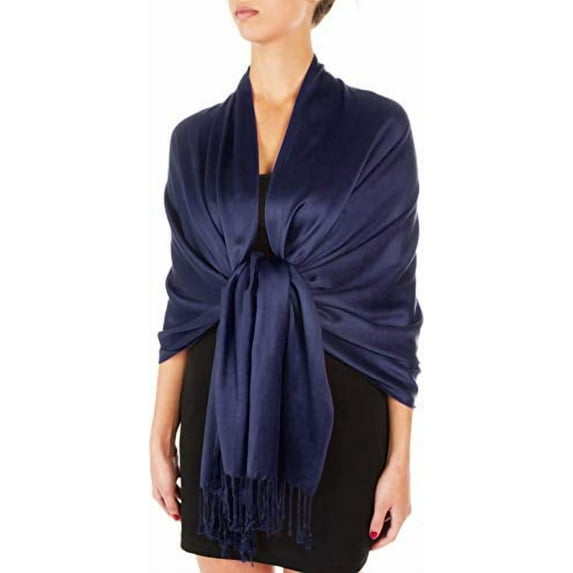 Sakkas 78" X 28" Rayon from Bamboo Soft Solid Pashmina Feel Shawl / Wrap / Stole - Navy - One Size