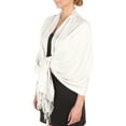 thumbnail image 1 of Sakkas Large Soft Silky Pashmina Shawl Wrap Scarf Stole in Solid Colors - White - One Size, 1 of 2
