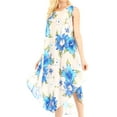 thumbnail image 1 of Sakkas Aba Women's Casual Summer Floral Print Sleeveless Loose Dress Cover-up - W-Blue - One Size, 1 of 5