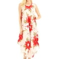 thumbnail image 1 of Sakkas Aba Women's Casual Summer Floral Print Sleeveless Loose Dress Cover-up - W-Red - One Size, 1 of 5