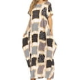 thumbnail image 1 of Sakkas Abeni Women's Short Sleeve Casual Print Long Maxi Cover-up Caftan Dress - Print9 - One Size, 1 of 5