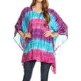thumbnail image 1 of Sakkas Adalwin Desert Sun Lightweight Circle Ponch Tunic Top Blouse W / Embroidery - Purple / Blue - One Size Regular, 1 of 5