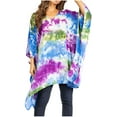 thumbnail image 1 of Sakkas Adalwin Second TieDye Desert Sun Circle Ponch Tunic Top Blouse W/Embroidery - 38-TurquoisePurple - One Size, 1 of 4