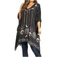 thumbnail image 1 of Sakkas Adalwin Third Tie Dye Desert Sun Circle Ponch Tunic Top Blouse W/Embroidery - 41-Black - One Size, 1 of 5