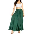 thumbnail image 1 of Sakkas Ahaana Women Renaissance Boho Rayon Maxi Embroidered Paneled Summer Skirt - Green - S/M, 1 of 5