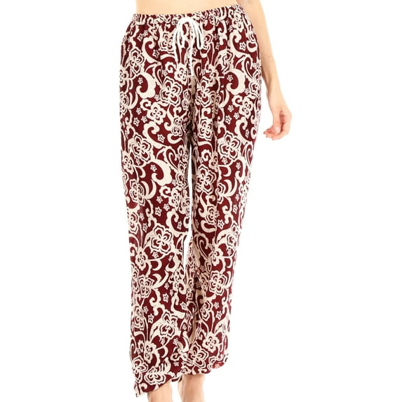 Sakkas Akilla Women's Loose Printed Yoga Elephant Pants Elastic Waist w/Pocket - Burgundy - One Size