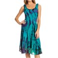 thumbnail image 1 of Sakkas Alba Women's Off The Shoulder Smock Ruffle Midi Dress Tie Dye & Embroidery - Green - One Size Regular, 1 of 5
