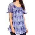 thumbnail image 1 of Sakkas Allegra Women's Short Sleeve Loose Fit Casual Tie Dye Blouse Tunic Shirt - 19207-Blue - Plus Size, 1 of 5