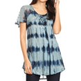 thumbnail image 1 of Sakkas Allegra Women's Short Sleeve Loose Fit Casual Tie Dye Blouse Tunic Shirt - 19207-Gray - Plus Size, 1 of 5