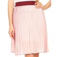 thumbnail image 1 of Sakkas Amira Accordion Pleated Midi Crepe Slim Skirt with Elastic Waist - Pink/burgundy - One Size Regular, 1 of 5