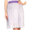 thumbnail image 1 of Sakkas Amira Accordion Pleated Midi Crepe Slim Skirt with Elastic Waist - Purple/brown - One Size Regular, 1 of 5