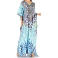 thumbnail image 1 of Sakkas Anahi Flowy Design V Neck Long Caftan Dress / Cover Up With Rhinestone - TRG225-Green - One Size, 1 of 5