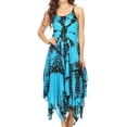 thumbnail image 1 of Sakkas Annabella Corset Bodice Handkerchief Hem Dress - Turquoise / Black - Plus Size, 1 of 5