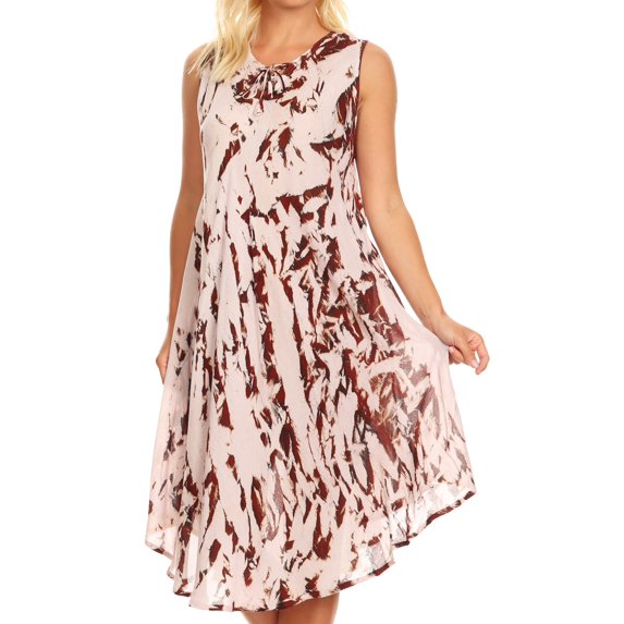 Sakkas Anni Women's Summer Casual Midi Sleeveless Loose Tie-dye Tank Sundress - Chocolate - One Size Regular