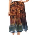 thumbnail image 1 of Sakkas Antonia Women's Skirt Tie Dye Boho Elastic Waist Adjustable Embroidery - Olive - One Size, 1 of 5