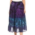 thumbnail image 1 of Sakkas Antonia Women's Skirt Tie Dye Boho Elastic Waist Adjustable Embroidery - Teal - One Size, 1 of 5