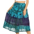 thumbnail image 1 of Sakkas Antonia Women's Skirt Tie Dye Boho Elastic Waist Adjustable Embroidery - Turq - One Size, 1 of 5