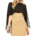 thumbnail image 1 of Sakkas Anya Women's Soft Chiffon Wedding Bridesmaid Bridal Cape Wrap Bolero Shrug - Black - OS, 1 of 5