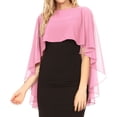 thumbnail image 1 of Sakkas Anya Women's Soft Chiffon Wedding Bridesmaid Bridal Cape Wrap Bolero Shrug - Pink - OS, 1 of 5