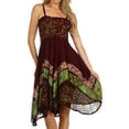 thumbnail image 1 of Sakkas Aphrodite Embroidered Batik Dress - Chocolate / Green - OS, 1 of 4
