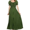 thumbnail image 1 of Sakkas Ashlay Adjustable Long Paneled Ruffled Cap Sleeve Scoop Neck Batik Dress - Green - 1X/2X, 1 of 4
