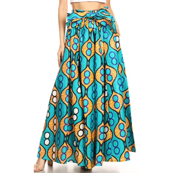 Sakkas Asma Convertible Traditional Wax Print Adjustable Strap Maxi Skirt | Dress - 17-Multi - One Size Regular