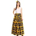 thumbnail image 1 of Sakkas Asma Convertible Traditional Wax Print Adjustable Strap Maxi Skirt | Dress - 417-blue/yellow-fan - One Size Regular, 1 of 5