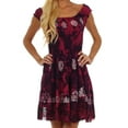 thumbnail image 1 of Sakkas Azura Gypsy Boho Peasant Batik Dress - Raspberry - One Size, 1 of 4