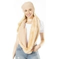 thumbnail image 1 of Sakkas Balencia Cool Girl Long Wide Soft Fur Lined Infinity Scarf Beanie Hat Set - Camel - One Size Regular, 1 of 5