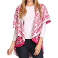 thumbnail image 1 of Sakkas Balie Reversable Printed Mid Weight Warm Poncho Throw Shawl / Cardigan - Rose / White - OS, 1 of 5