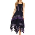 thumbnail image 1 of Sakkas Batik Corset Style Bodice Handkerchief Hem Dress - Black / Purple - One Size, 1 of 4